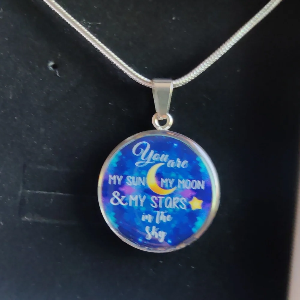 Necklace With Chain - you are my sun my moon and my stars in the sky quote - Picture 3 of 6